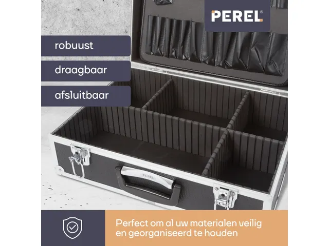 Valise à Outils En Aluminium - 455x330x152mm - 22,8 L - Noir