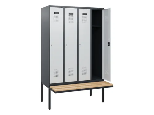 locker met bank,HxBxD 1950x1200x815mm,4vak,vak B 300mm,cilinderslot