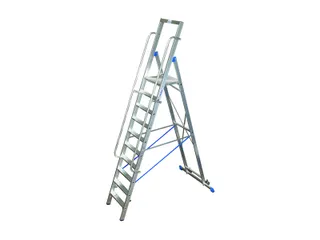 verrijdbare treden-platformladder eenzijdig 10treden stand H 2 35m - 1