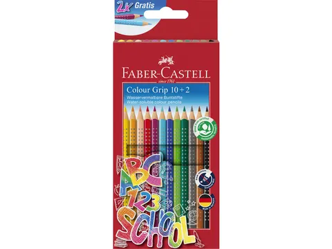 Crayons de couleur Faber-Castell Grip set promotionnel 10+2