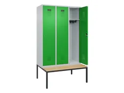 locker met bank,HxBxD 2120x1200x815mm,3vak,vak B 400mm,cilinderslot