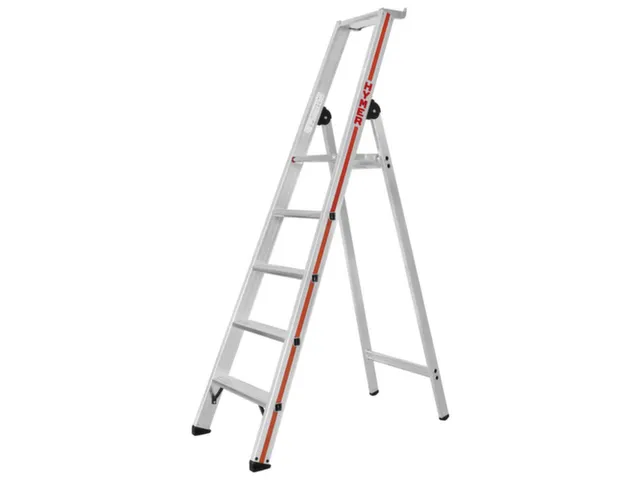 trapladder,eenzijdig,5treden,stand H 1,16m,balk L 1,95m,aluminium