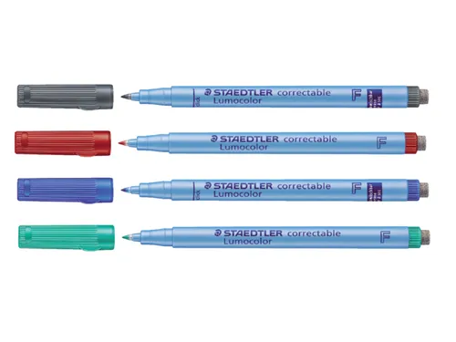 Viltstift Staedtler OHP Lumocolor 305 Non Perm. Correct F set à 4st