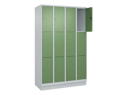 lockerkast,HxBxD 1950x1200x500mm,4x3vakken,vak B 300mm,cil.-slot