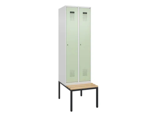 locker met bank,HxBxD 2120x600x815mm,2vak,vak B 300mm,cilinderslot