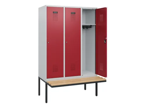 locker met bank,HxBxD 1950x1200x815mm,3vak,vak B 400mm,cilinderslot