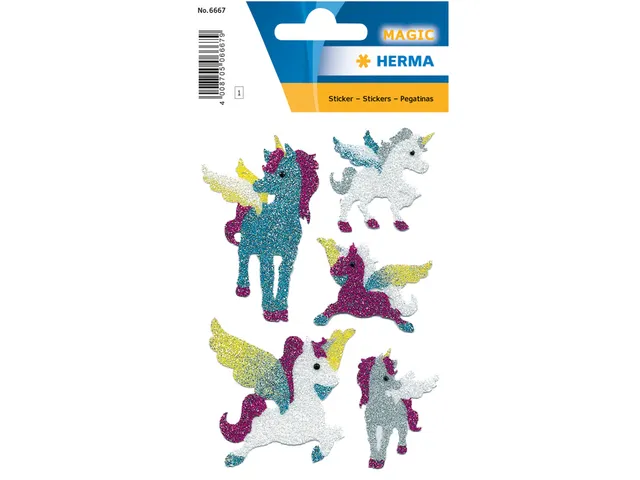 Etiket Herma 6667 Eenhoorn Glitters 1 vel 5 stickers