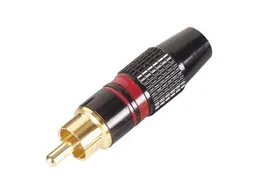 Mannelijke Rca Plug - Vergulde Stekker - Zwarte Behuizing - Rode Ring