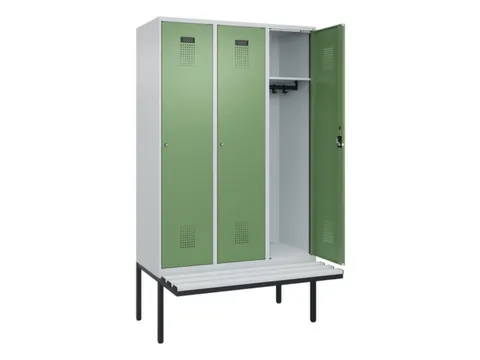 locker met bank,HxBxD 2120x1200x815mm,3vak,vak B 400mm,cilinderslot