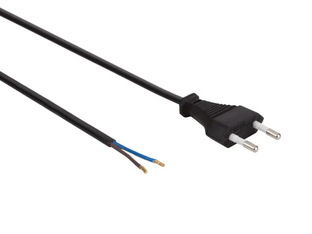 Voedingskabel Zwart CEE 7/16 inchEUROSTEKKER"+ Uiteinden L=1.8m H03VV