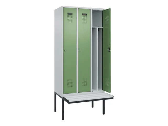 locker met bank,voor scheiding van kleding,HxBxD 2120x900x815mm,3vak