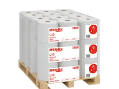 Poetsrol WypAll L10 1-laags 18,3cmx190m 500vel wit 7406 Pallet