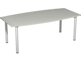 vergadertafel HxBxD 72x200x80cm vatvormig Lichtgrijs 4voeten Alu - 1