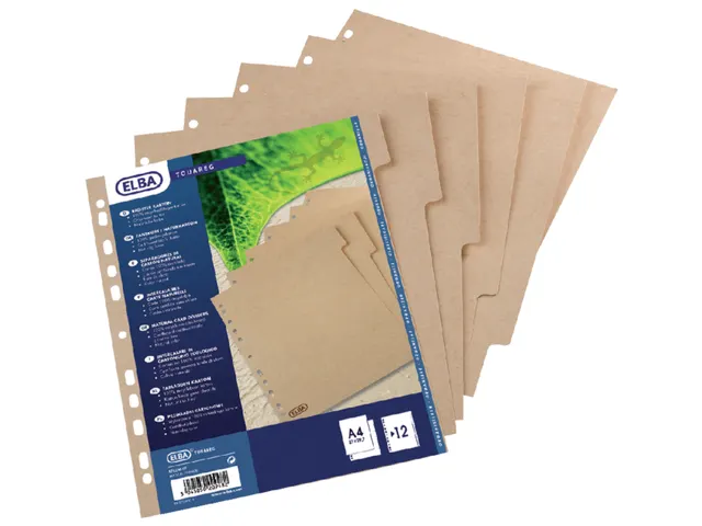 Intercalaires Oxford Touareg 11 perf 6 onglets carton naturel