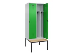 locker met bank,voor scheiding van kleding,HxBxD 2120x800x815mm,2vak