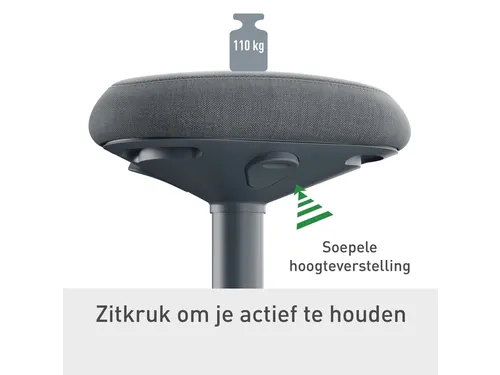 Actieve zitkruk Leitz Ergo met comfortzitting 47-64cm