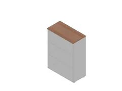 kantoorstelling 1232x900x450mm 3 OH 2xhouten vloer aluminium noten