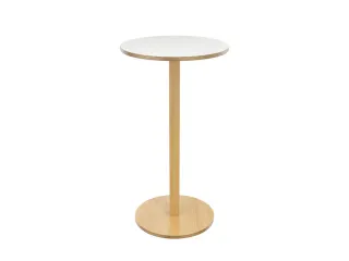 statafel,HxØ 1100x600mm,rond,schotelvoet natuur,blad wit - 1