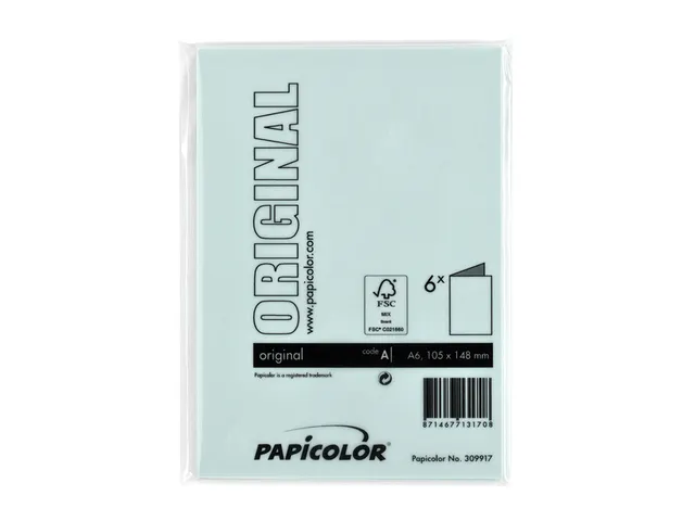 Correspondentiekaart Papicolor dubbel 105x148mm zeegroen pak à 6 st