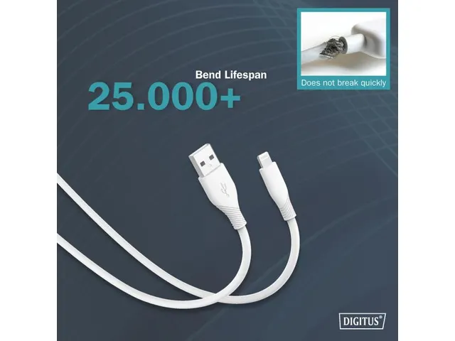 USB siliconen oplaadkabel USB-A Lightning 1m USB 2.0 12W Wit