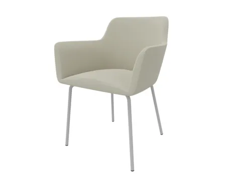 Bezoekersstoel 4Voeten Ronde Buis Verchroomd Beige