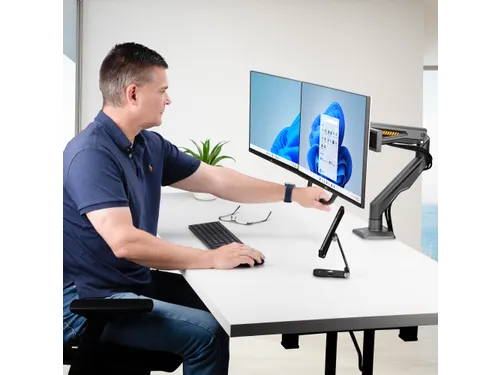 Desk Mount Dual Monitor Arm Tot 27 Inch Crossbar