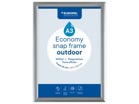 Europel Kliklijst Economy Outdoor A3 Zilver 25 mm waterdicht