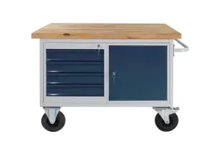 werkbank,verrijdbaar,HxBxD 840x1300x600mm,beukblad,draagverm. 500kg - 1