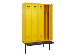 locker met bank,voor scheiding van kleding,HxBxD 2120x1200x815mm,4vak