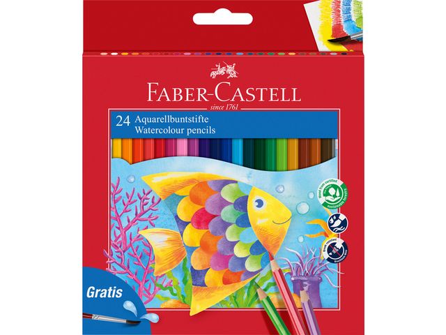 Kleurpotloden Faber-Castell aquarel incl penseel set à 24 stuks assor | FaberCastellShop.nl