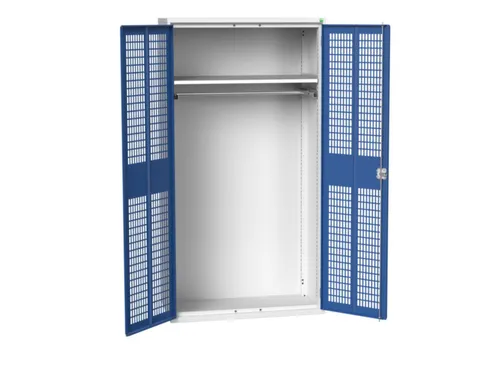 Lockerkast 2000x1050x550mm 1 vak, dubbele ventilatiedeur, RAL5010