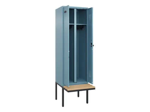 locker met bank,voor scheiding van kleding,HxBxD 2120x600x815mm,2vak