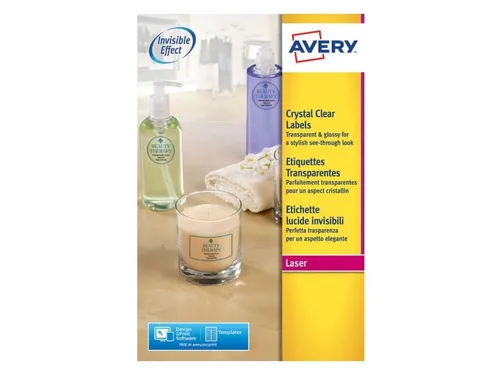 Laseretiket Avery 96x50.8mm Transparant 25 Vel 10 Etiketten Per Vel