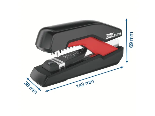 Nietmachine Rapid SO30c Halfstrip 30vel 24/6 zwart/rood