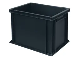 ESD-stapelbak,HxLxB 320x400x300mm,31l,PP,zwart,Wanden gesloten