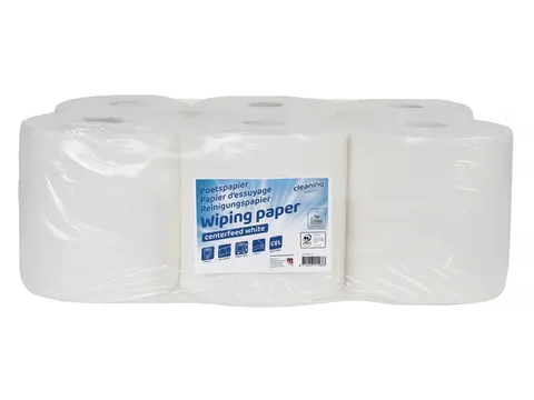 Poetspapier Cleaninq midi 2-laags 160m wit 6 rollen