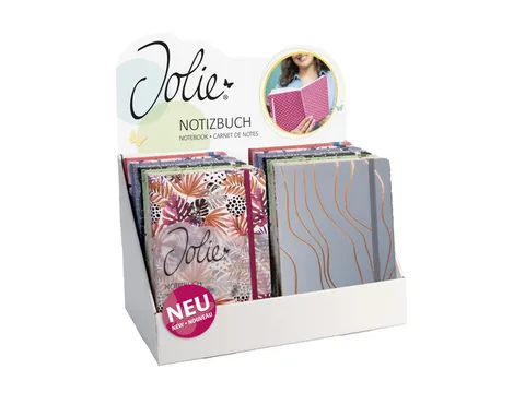 Display Jolie Beauty A5 gelinieerd. Totaal 28 stuks in display, 4x7 de