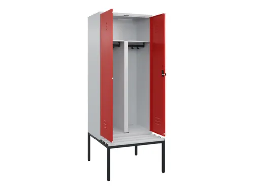PBM-locker met bank,HxBxD 2120x800x815mm,2vak,vak B 400mm,draaigrendel