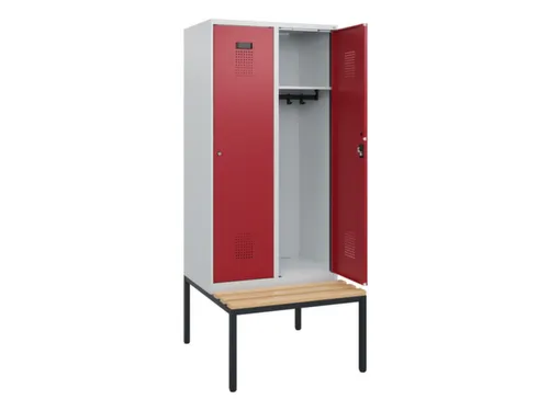 locker met bank,HxBxD 1950x800x815mm,2vak,vak B 400mm,cilinderslot