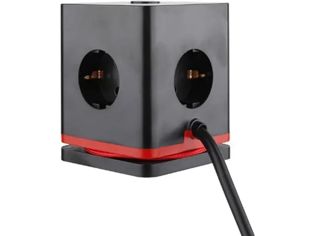 IOIO Stekkerdoos Kubus SW1000 3-voudig + 3x USB Zwart