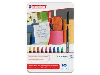 Fineliner edding 1200 assorti 0.5-1.0mm blik à 10 stuks - 1