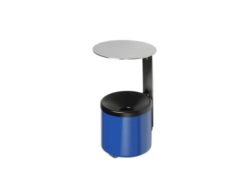 Wandasbak 0.6 liter HxØ 220x90mm Ral5010 Blauw Overkapping Rvs