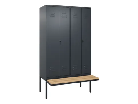 PBM-locker met bank,HxBxD 2120x1200x815mm,4vak,vak B 300mm