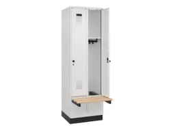 locker met bank,HxBxD 1950x600x815mm,2vak,vak B 300mm,draaigrendel