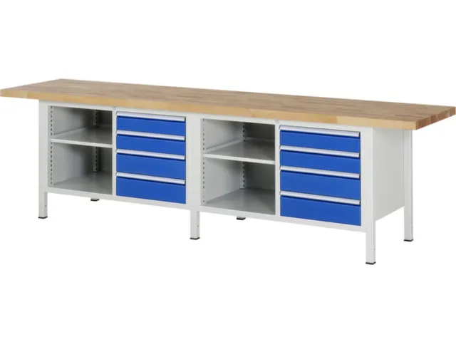 werkbank,HxBxD 840-1040x3000x700mm,beukblad,draagverm. 1250kg