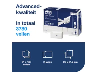 Tork 120398 Xpress H2 Z-vouw Handdoek Advanced Soft 21x180 vel - 5