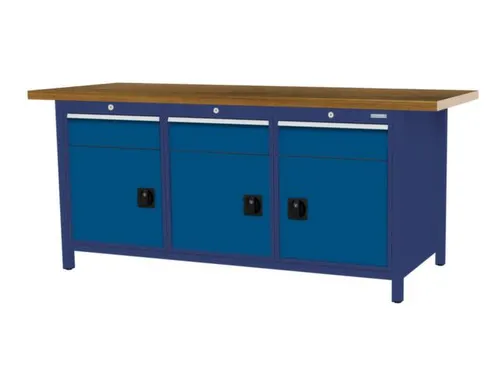 werkbank,HxBxD 860x2000x750mm,onderstel RAL5013,fronten RAL5010