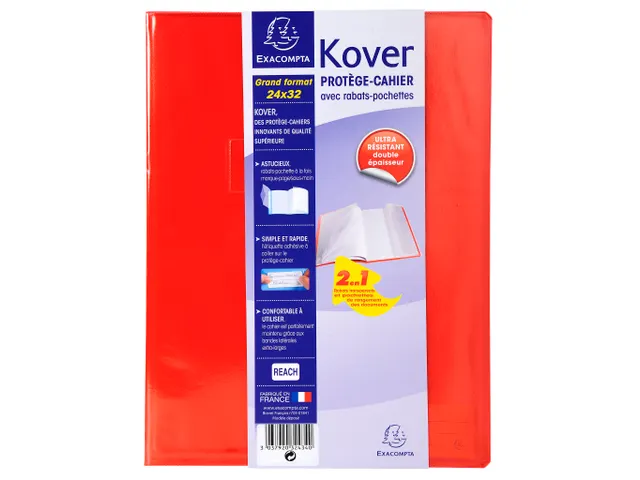 Protège-cahier translucide Kover - 24x32cm - Couleurs assorties