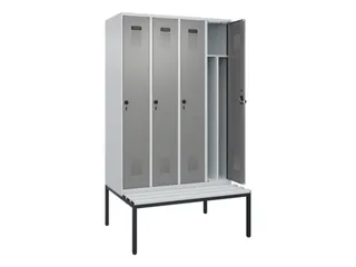 locker met bank,voor scheiding van kleding,HxBxD 2120x1200x815mm,4vak - 1