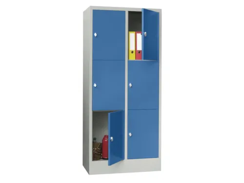 lockerkast,HxBxD 1850x800x500mm,2x3vakken,RAL7035,front RAL5012